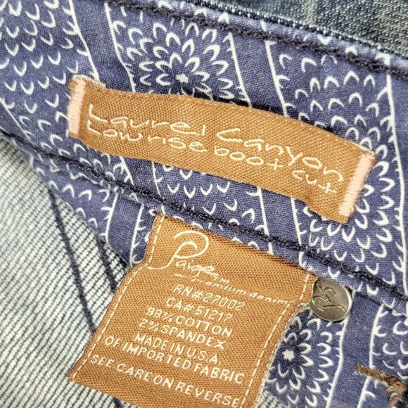 VTG Paige Laurel Canyon Jeans Womens 28x29 Blue‎ Low Rise Stretch Bootcut Y2K - Picture 10 of 15
